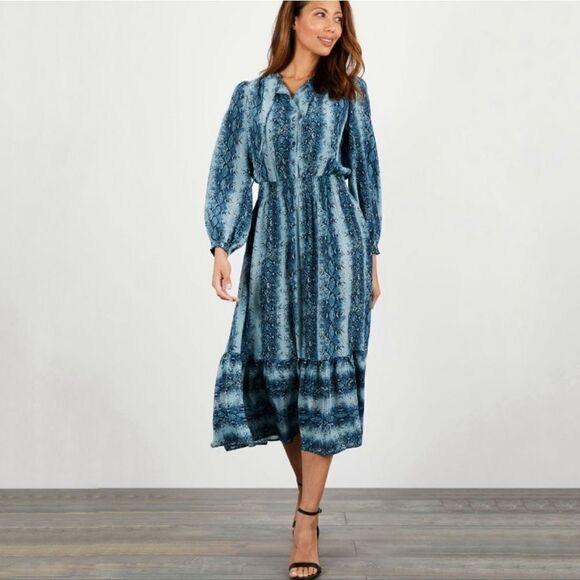 Tucker Juliette Dress Sky Cobra in Crepe de Chine Silk Snakeskin - Picture 1 of 2